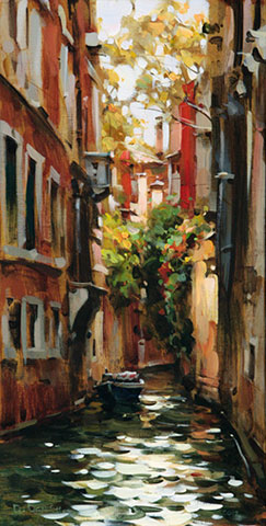 Dmitri Danish Original Oil - A Quiet Place, Venice