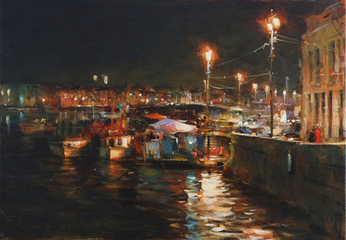 Dmitri Danish Original Oil - Night Neva River