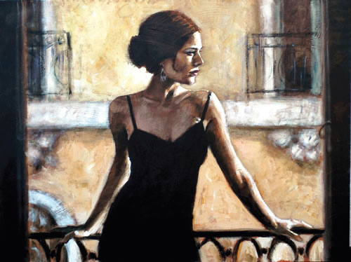 Fabian Perez - Brunette at the Balcony