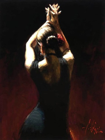 Fabian Perez - Flamenco Dancer in Black Dress