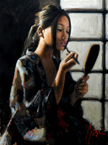 Fabian Perez - Geisha With Mirror