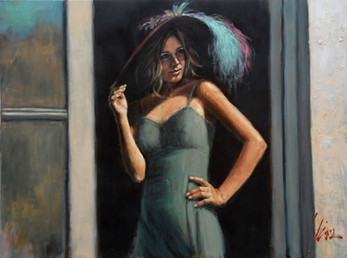 Fabian Perez - Sombrero Rojo Con Plumas