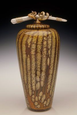 Gartner Blade - Batik Covered Jar with Bone and Tendril Finial