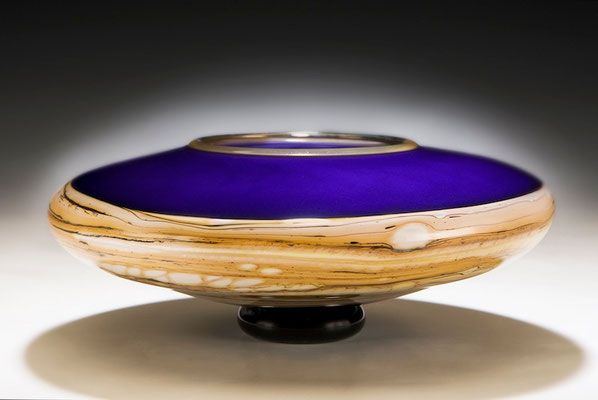 Gartner Blade - Cobalt Strata Footed Bowl