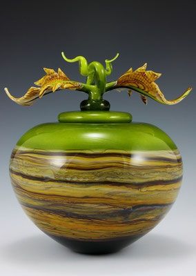 Gartner Blade - Lime Strata Covered Sphere with Avian Finial