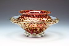 Gartner Blade - Transparent Ruby Ikebana Flower Bowl