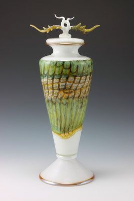 Gartner Blade - White Opal Covered Vessel with Avian