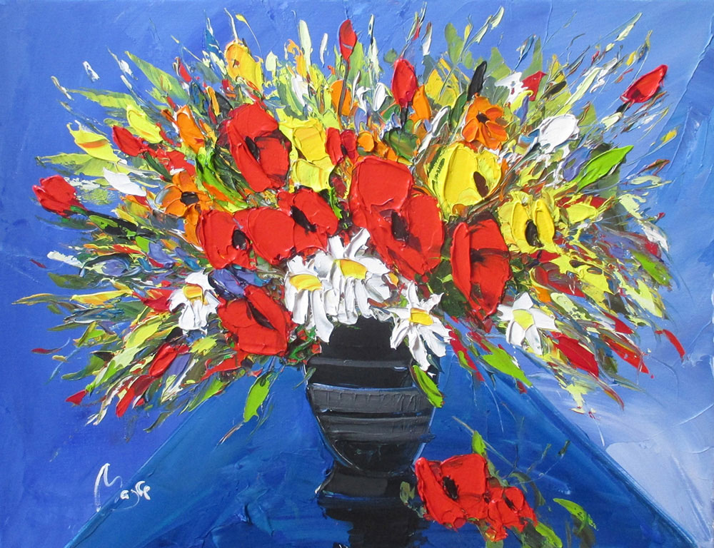 Louis Magre - Bouquet on Blue 2016