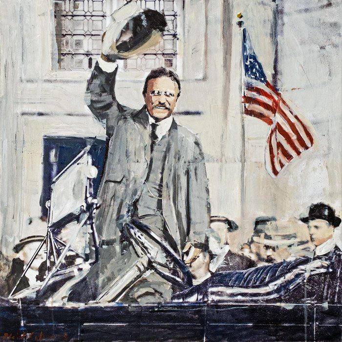 Plaid Columns - Teddy Roosevelt With Flag